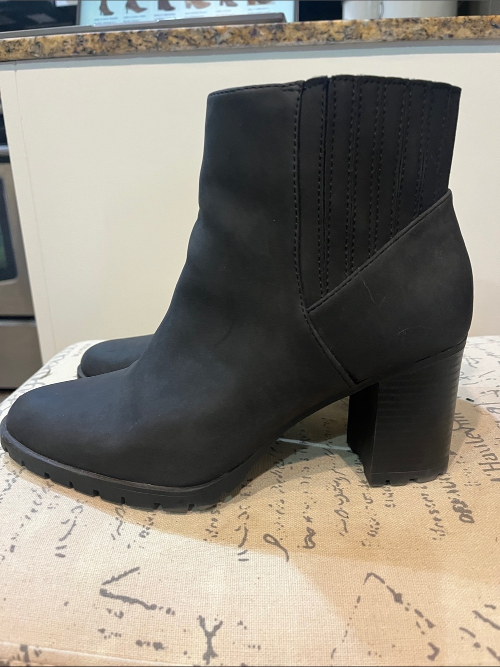 Kelly & Katie Black Block Heel Ankle Boots